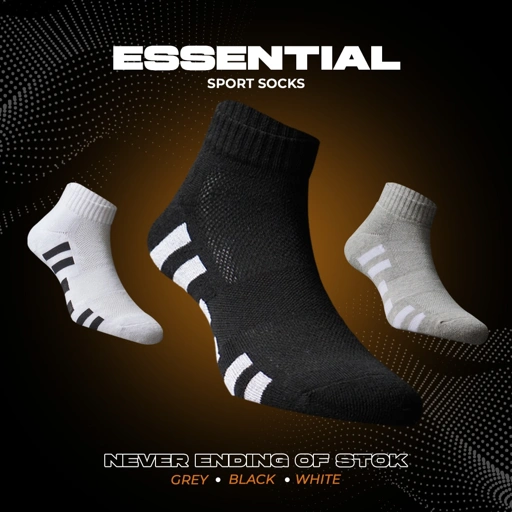 Image of ( 3 pasang ) Kaos Kaki Olahraga Essential - Ankle Quarter