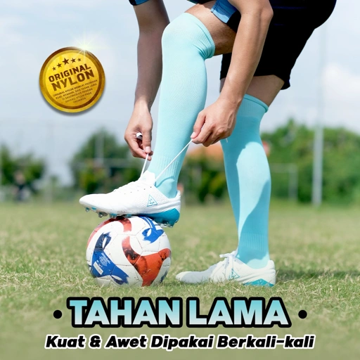 Image of KAOS KAKI SEPAK BOLA POLOS CYAN (SOCCER BASIC) X1