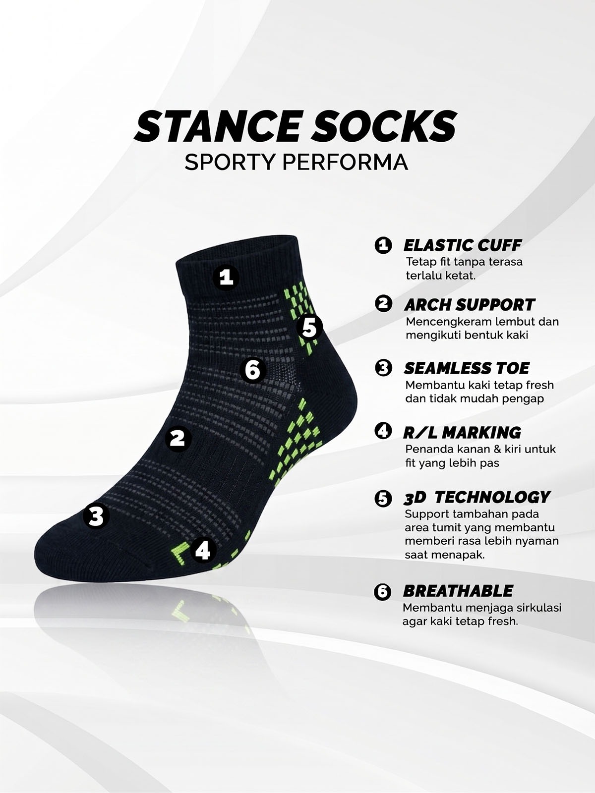 Kaos Kaki Stance  Pro - Kaos Kaki Olahraga Profesional Breathable Cotton