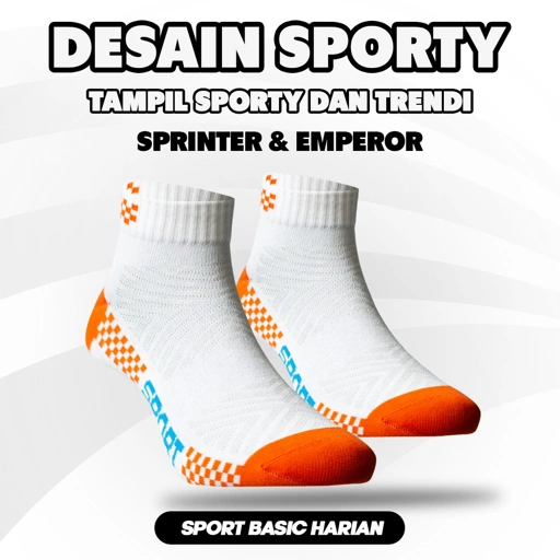 Image of Sprinter & Emperor Ankle Socks White/Orange