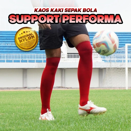 Image of KAOS KAKI SEPAK BOLA POLOS RED (SOCCER BASIC) X1