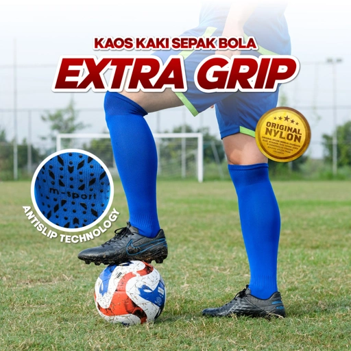 Image of KAOS KAKI SOCCER SOCKS ANTISLIP BLUE (X3) 