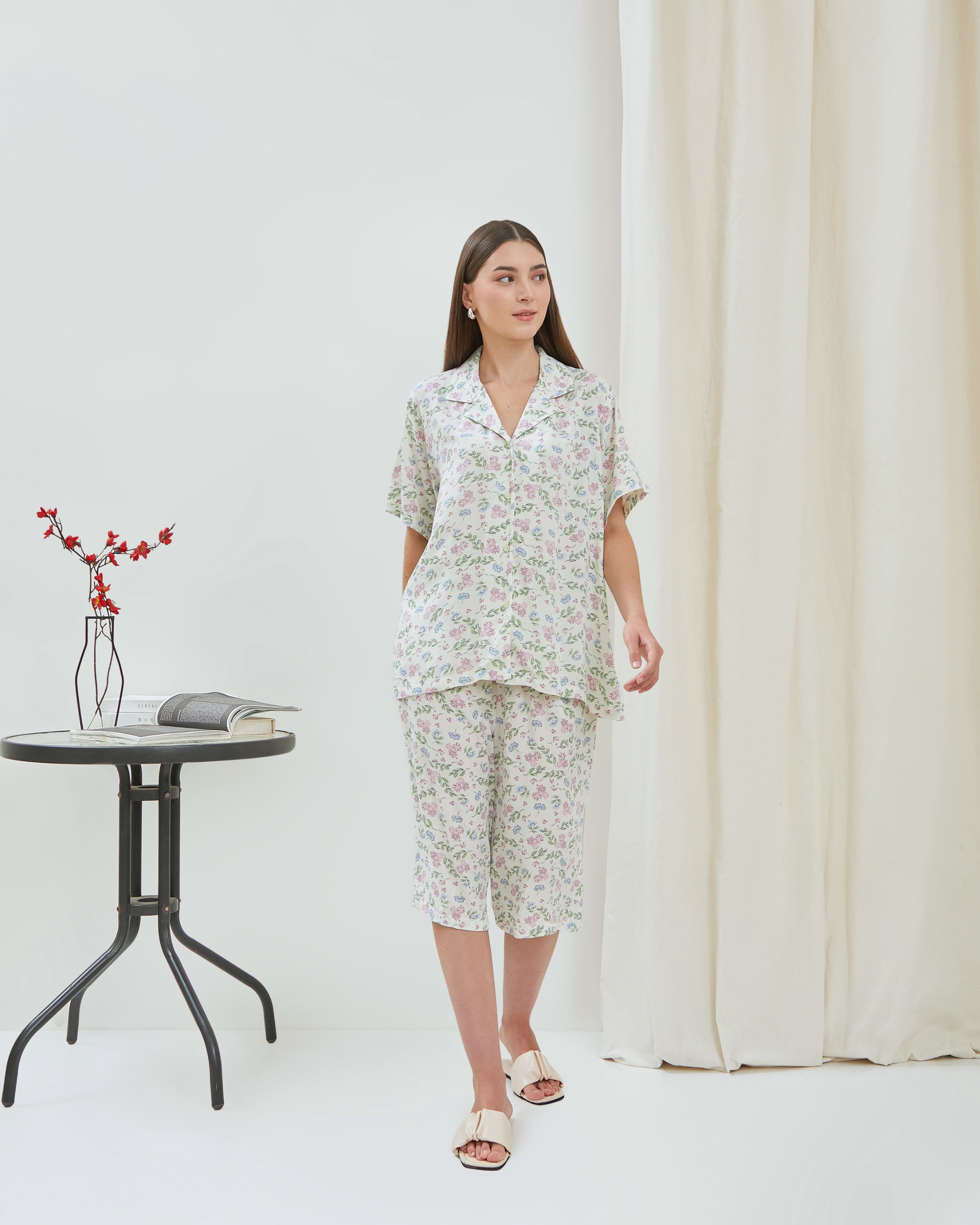 Alleya Piyama Set Celana 7/8 - DYD Label - One Set Bahan Rayon