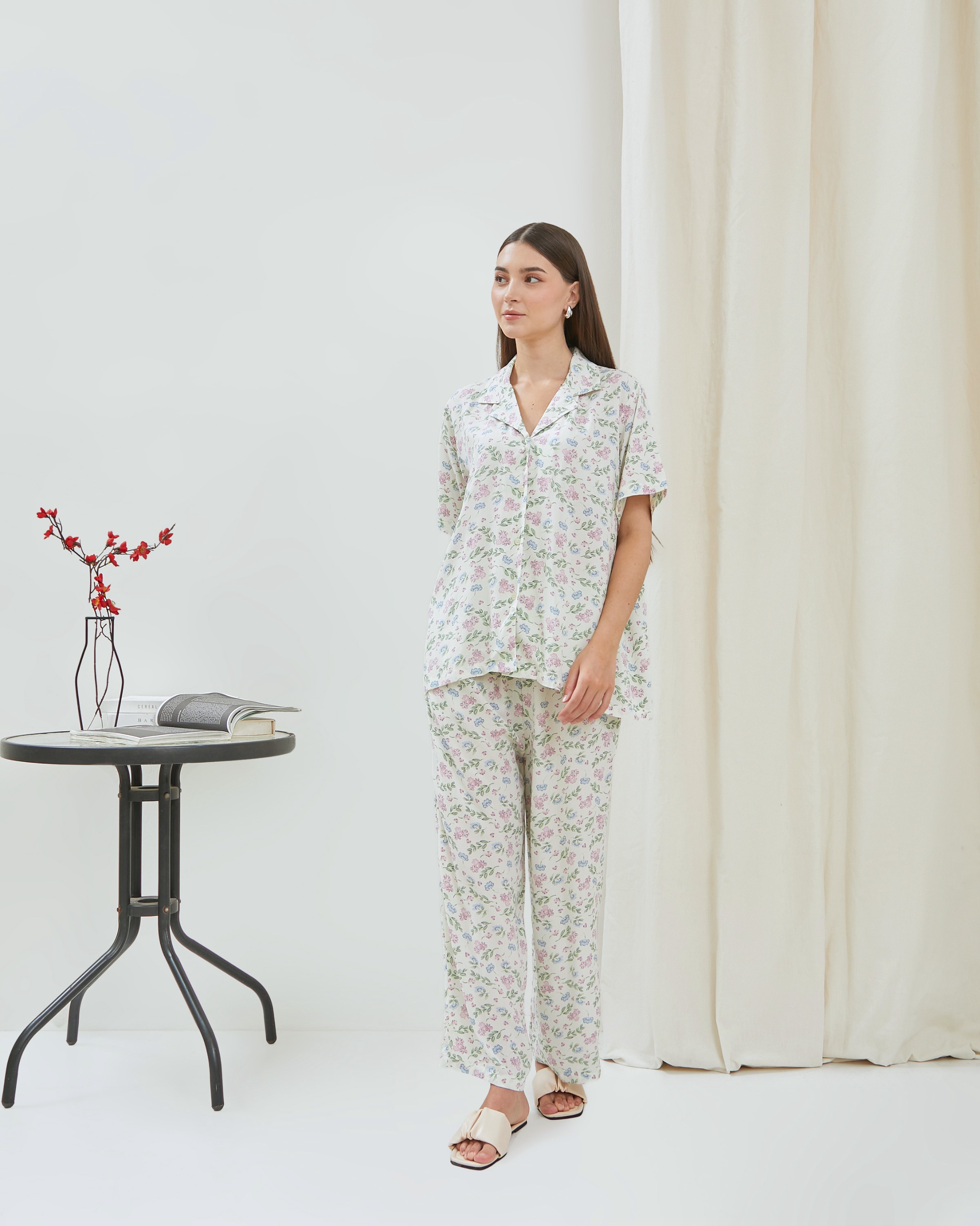 Alleya Piyama Set Celana Panjang - DYD Label - One Set Bahan Rayon