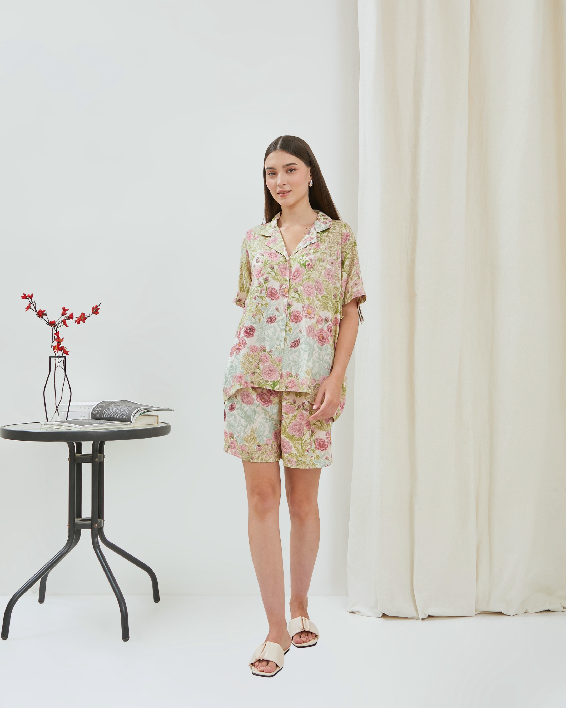 Alleya Piyama Set Celana Pendek - DYD Label - One Set Bahan Rayon