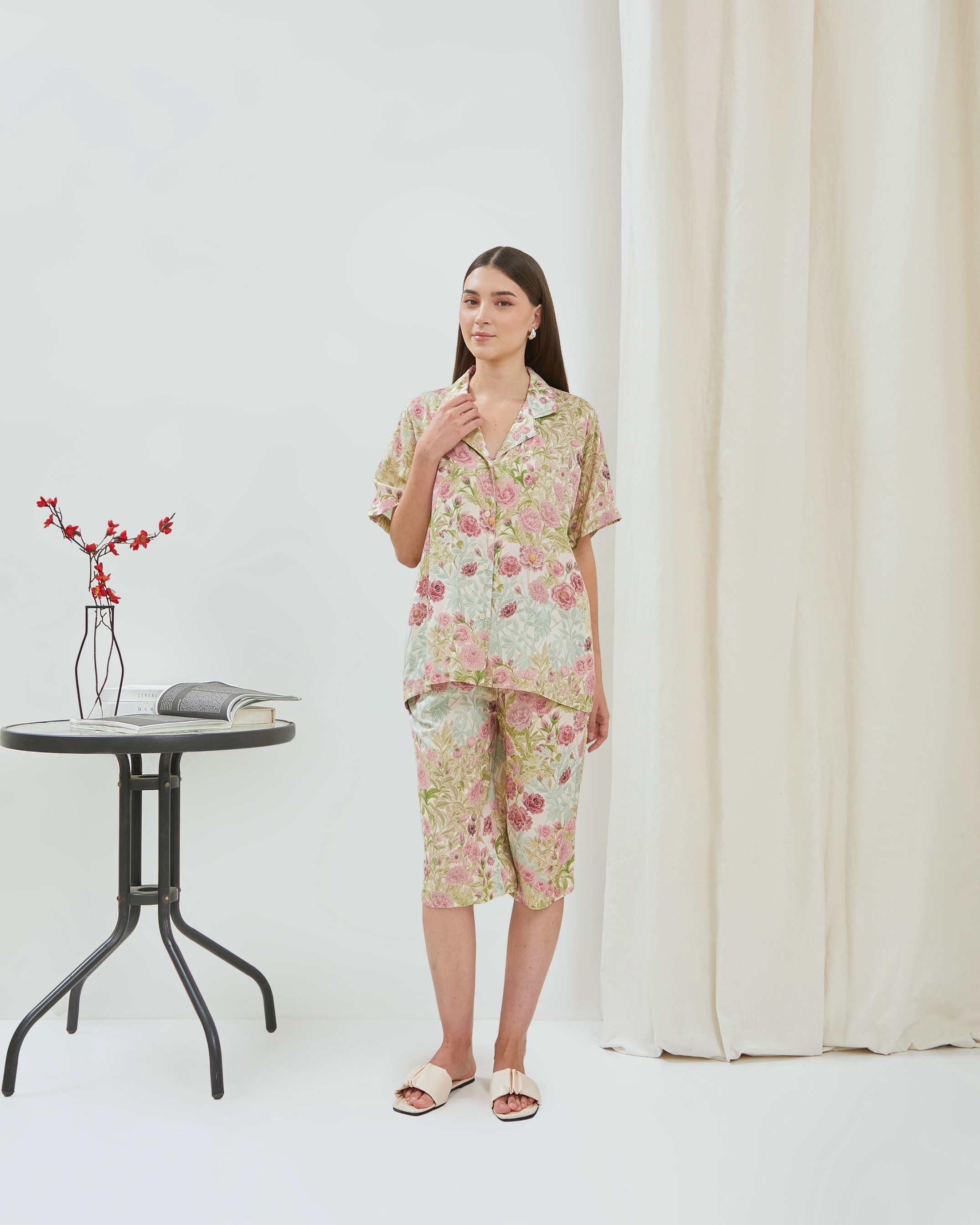Alleya Piyama Set Celana 7/8 - DYD Label - One Set Bahan Rayon