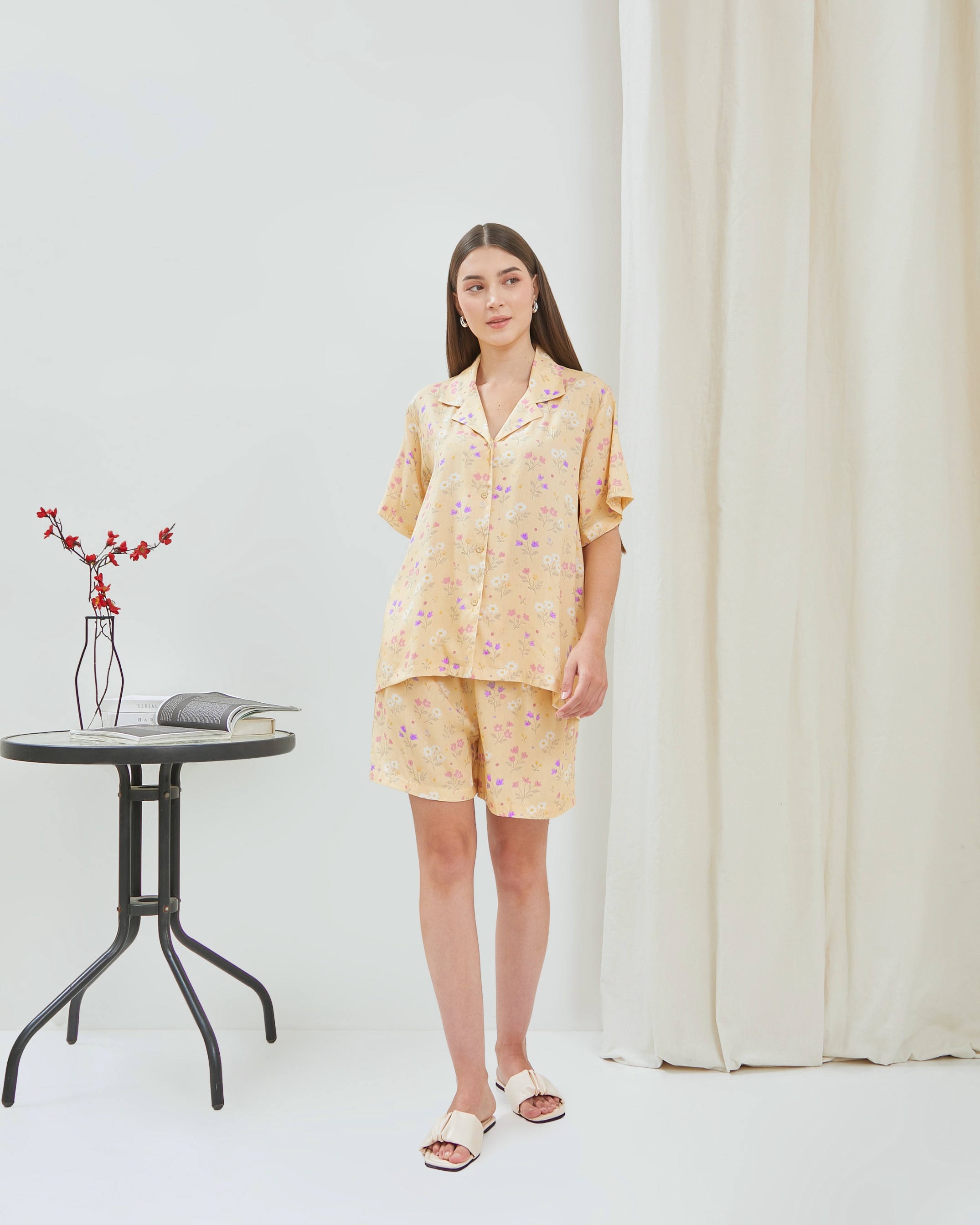 Alleya Piyama Set Celana Pendek - DYD Label - One Set Bahan Rayon