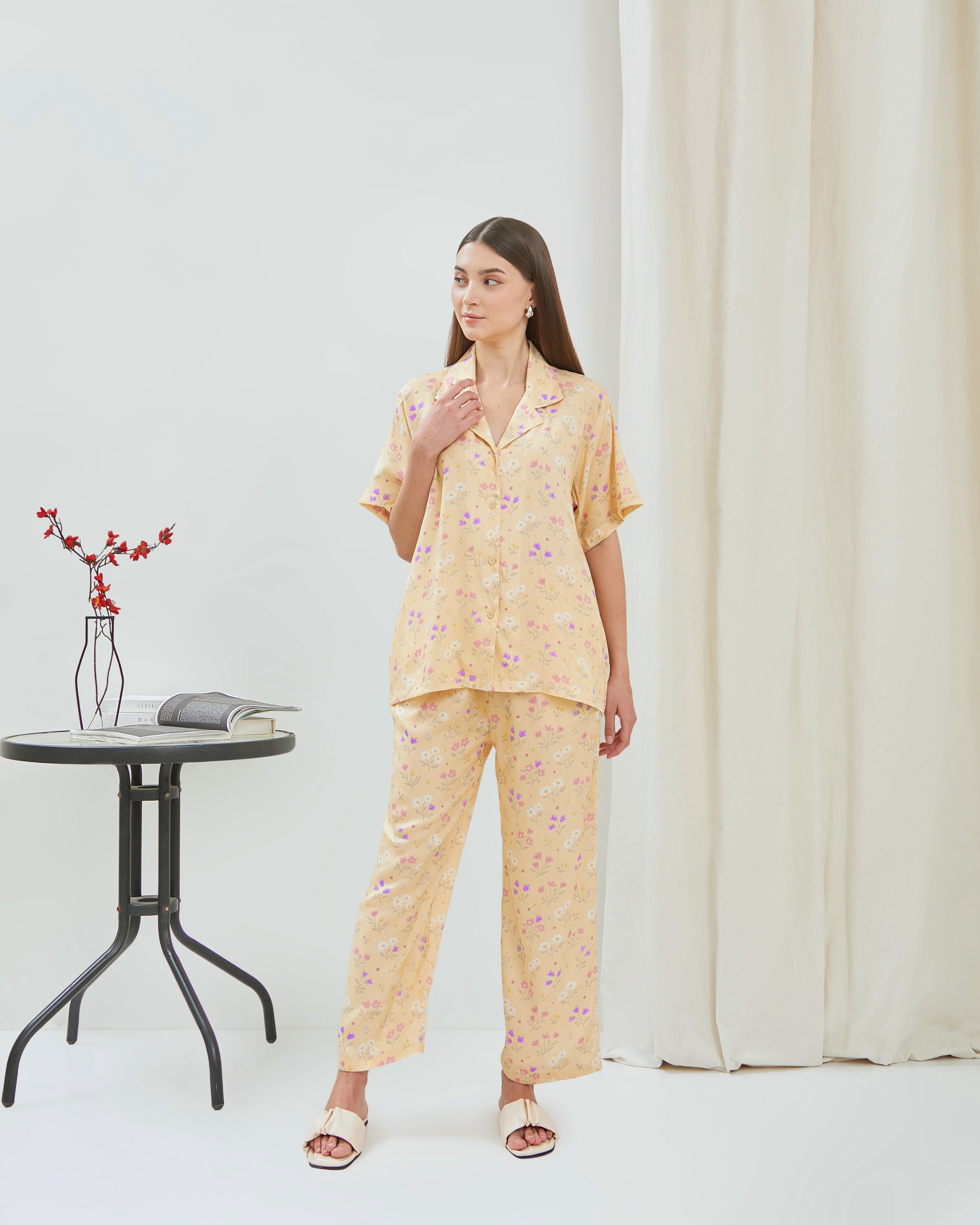 Alleya Piyama Set Celana Panjang - DYD Label - One Set Bahan Rayon
