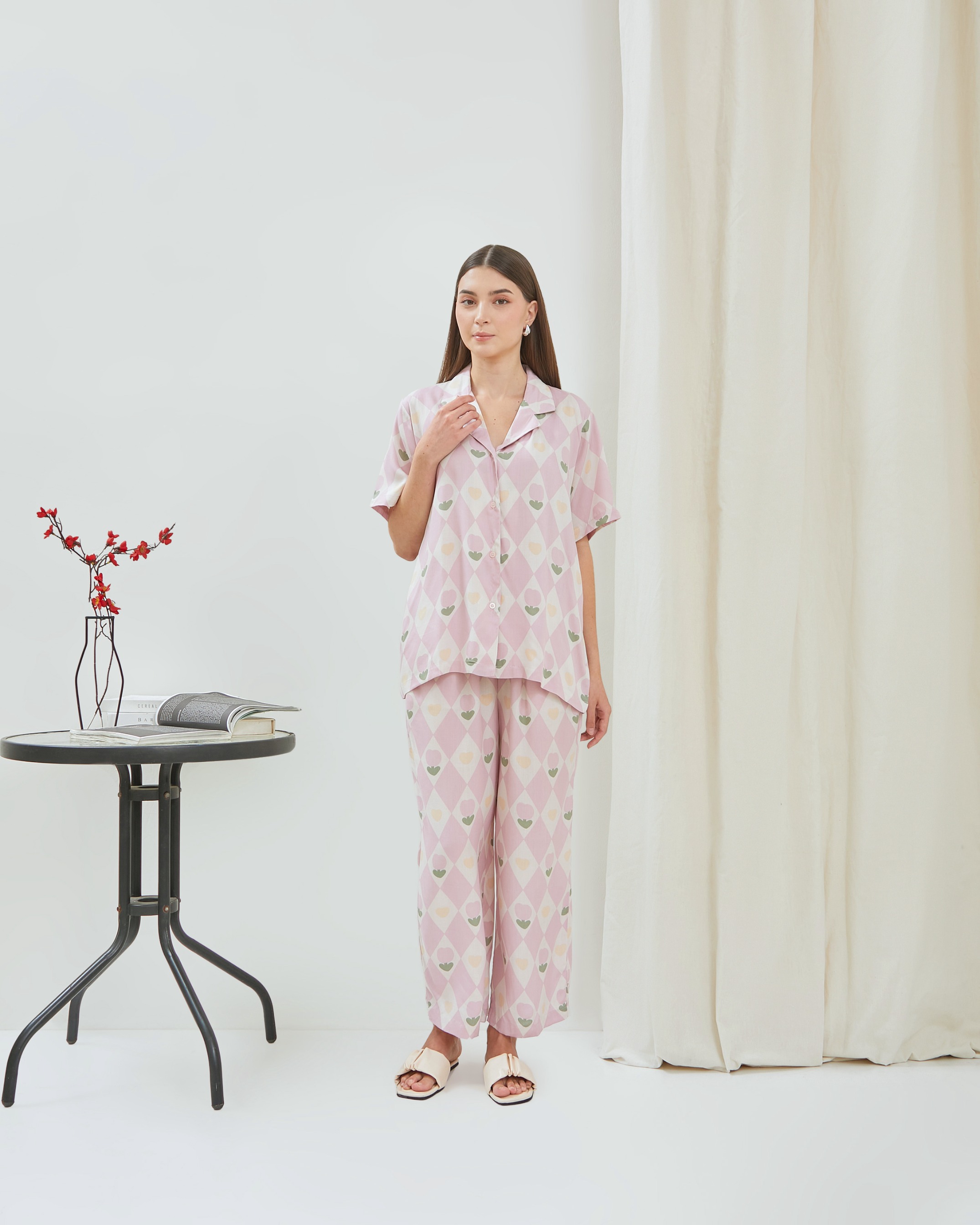 Alleya Piyama Set Celana Panjang - DYD Label - One Set Bahan Rayon