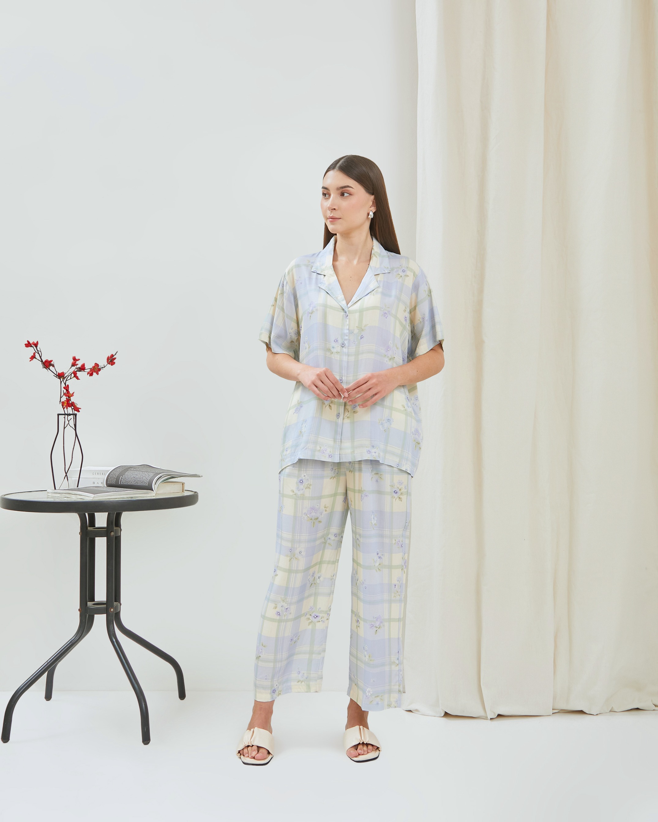 Alleya Piyama Set Celana Panjang - DYD Label - One Set Bahan Rayon