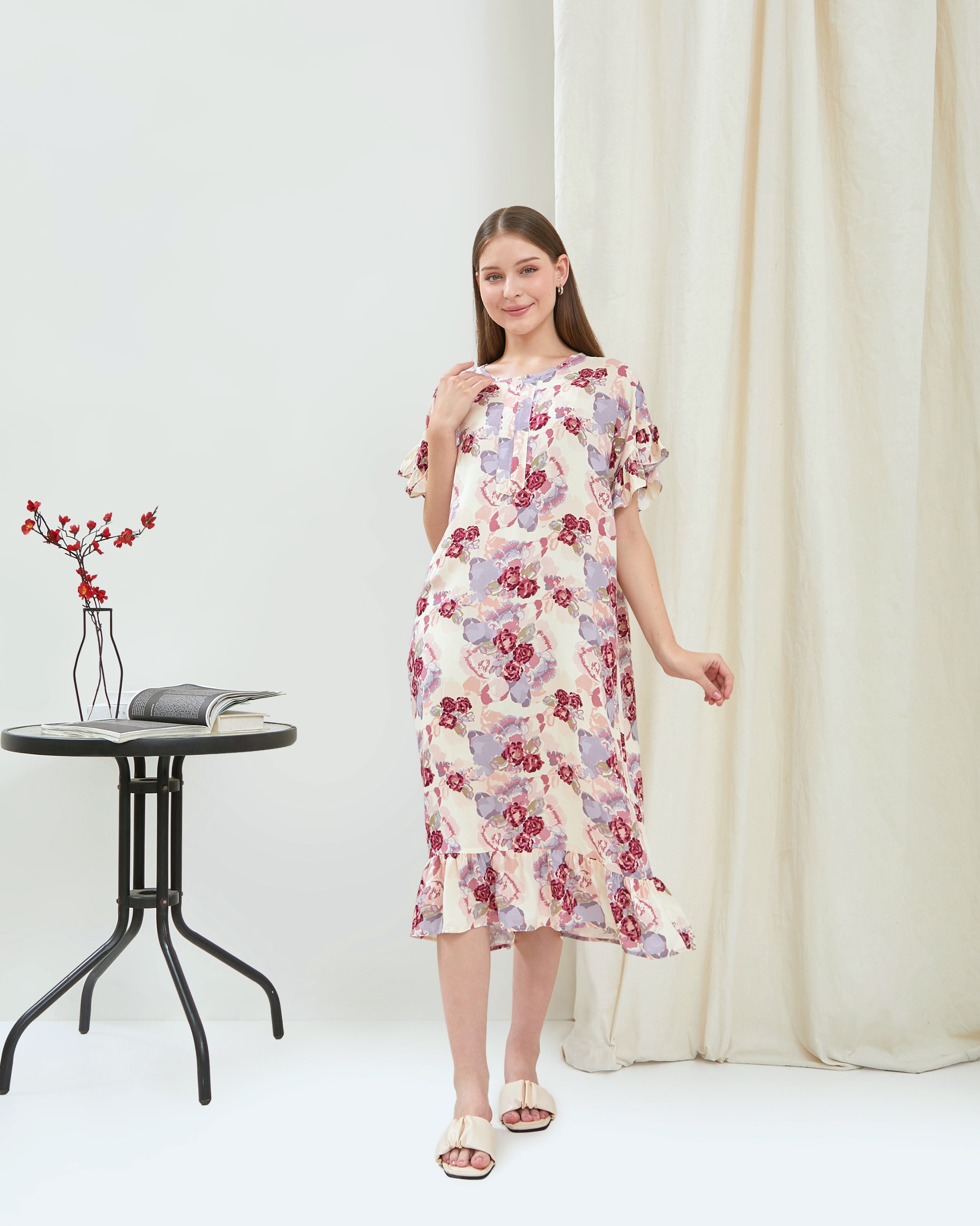Kamala Midi Dress - DYD Label - Homedress Ruffle Bahan Rayon