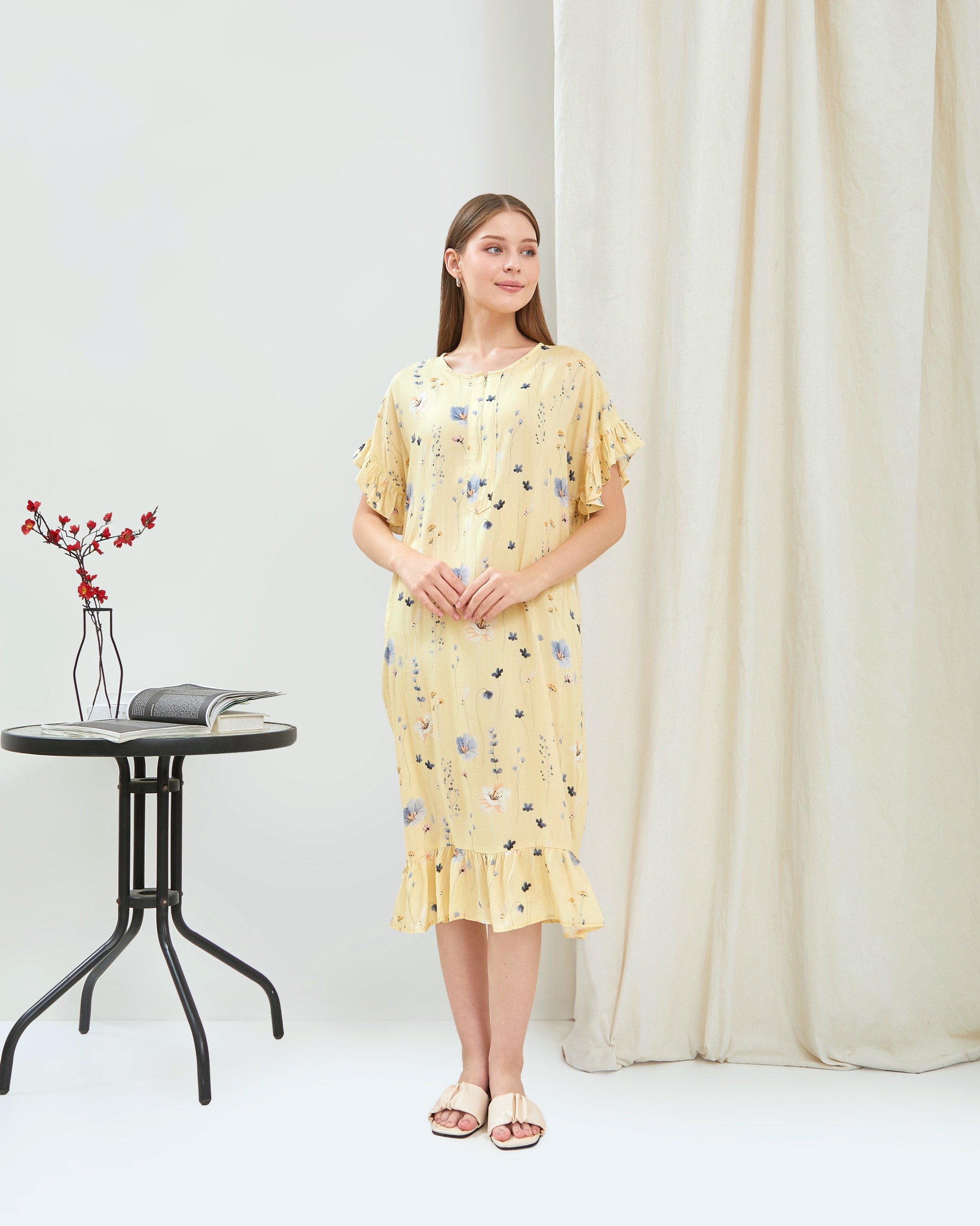 Kamala Midi Dress - DYD Label - Homedress Ruffle Bahan Rayon