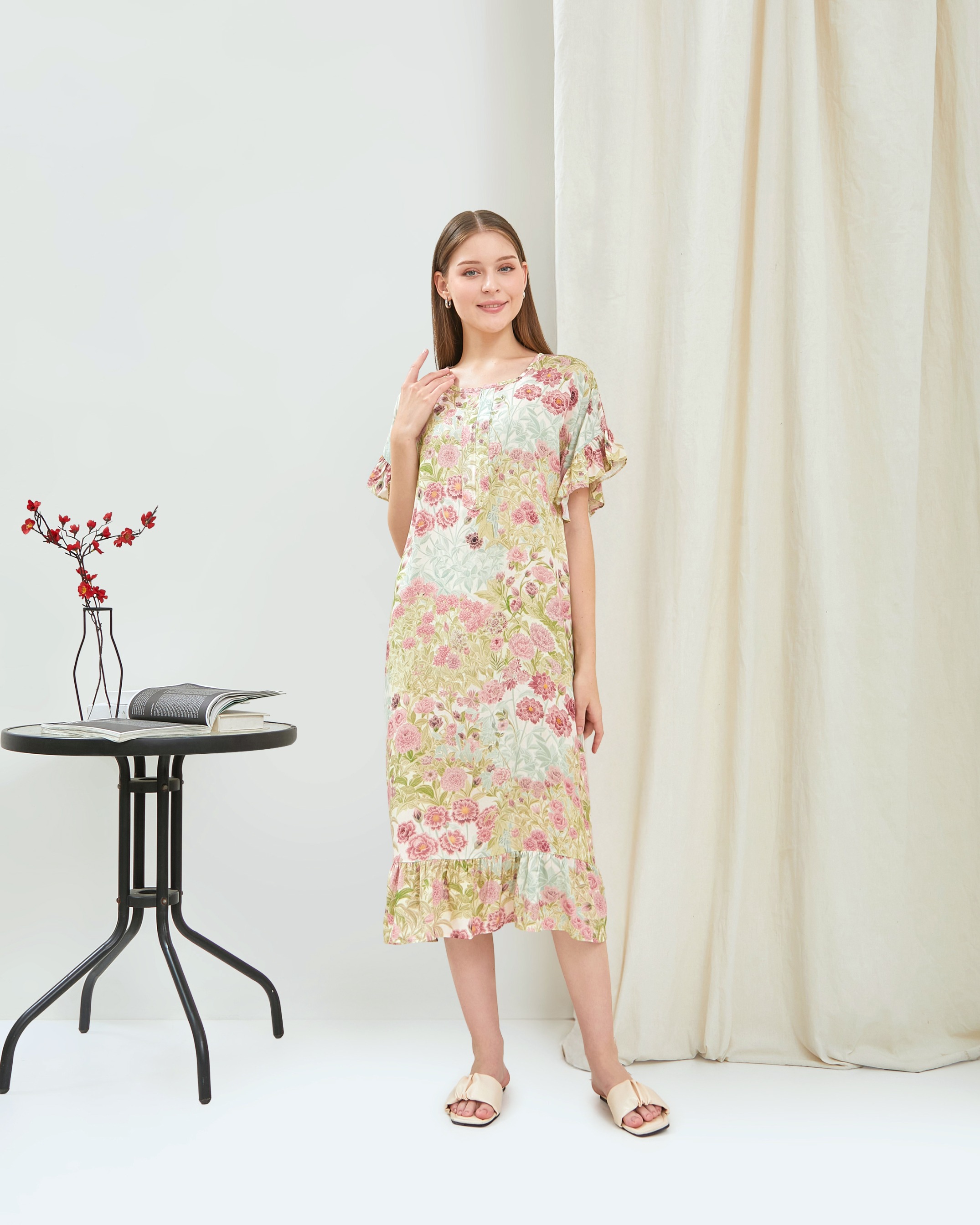 Kamala Midi Dress - DYD Label - Homedress Ruffle Bahan Rayon