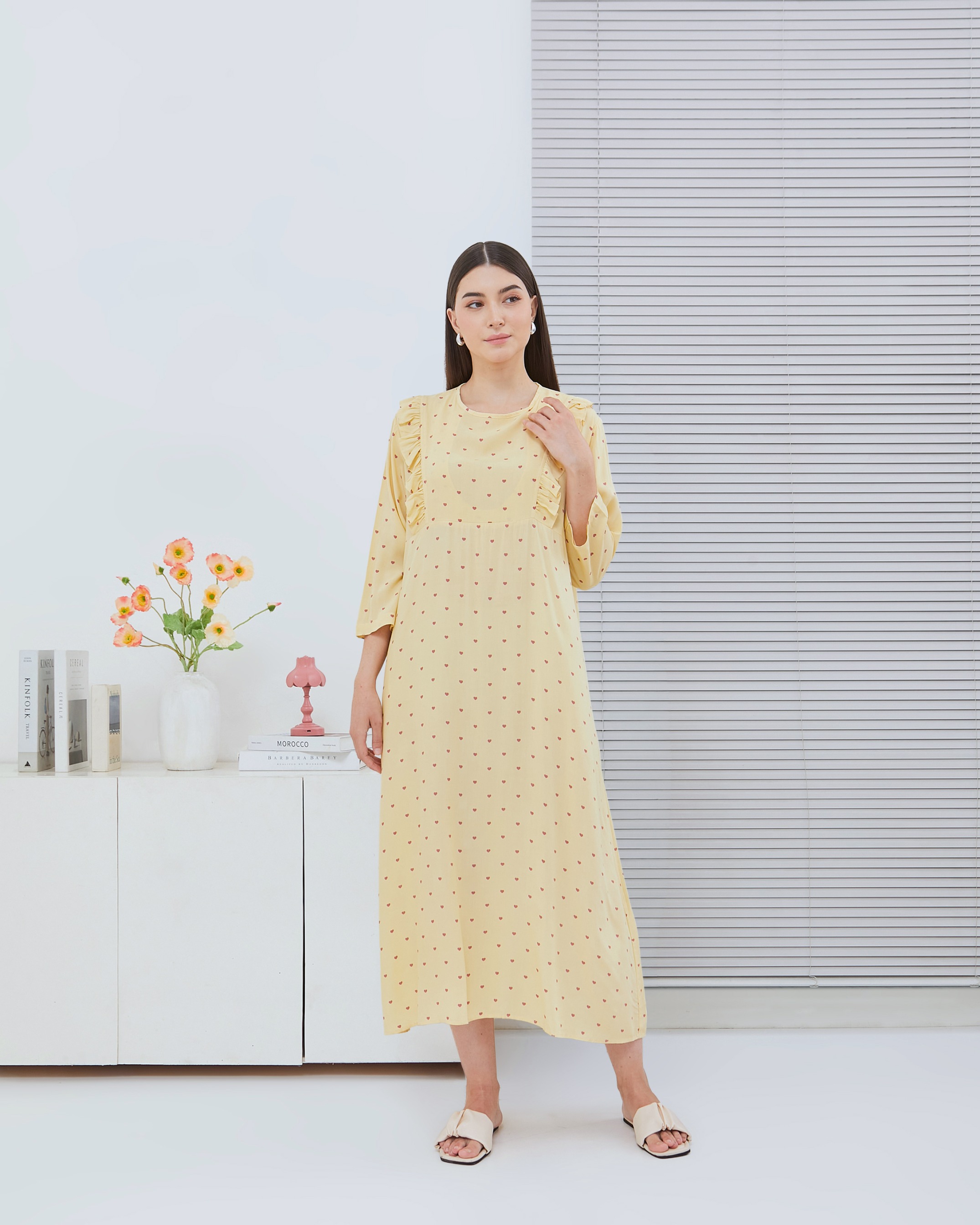 Maudy Maxi Dress Menyusui - DYD Label - Homedress Bahan Rayon Bukaan Samping