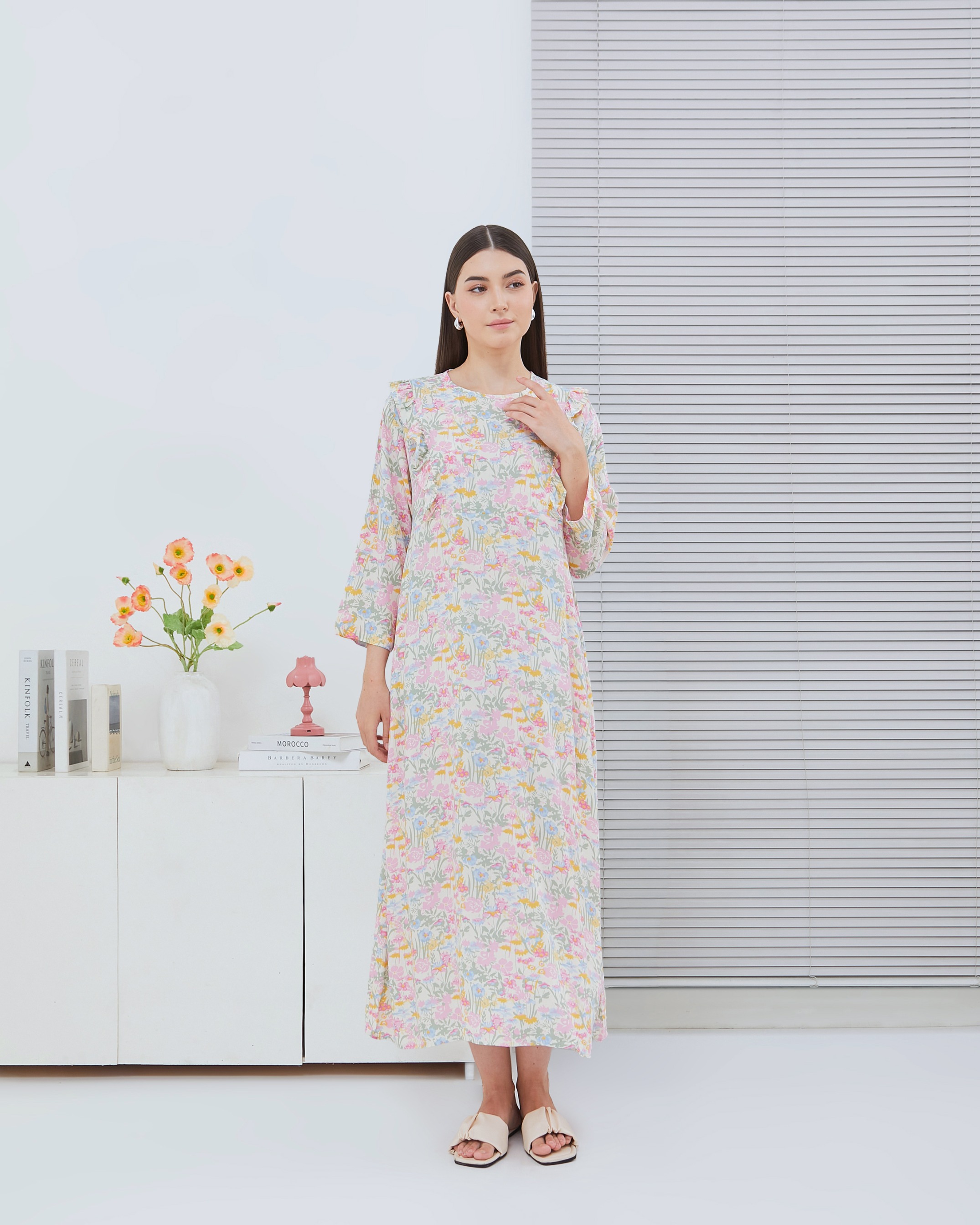 Maudy Maxi Dress Menyusui - DYD Label - Homedress Bahan Rayon Bukaan Samping