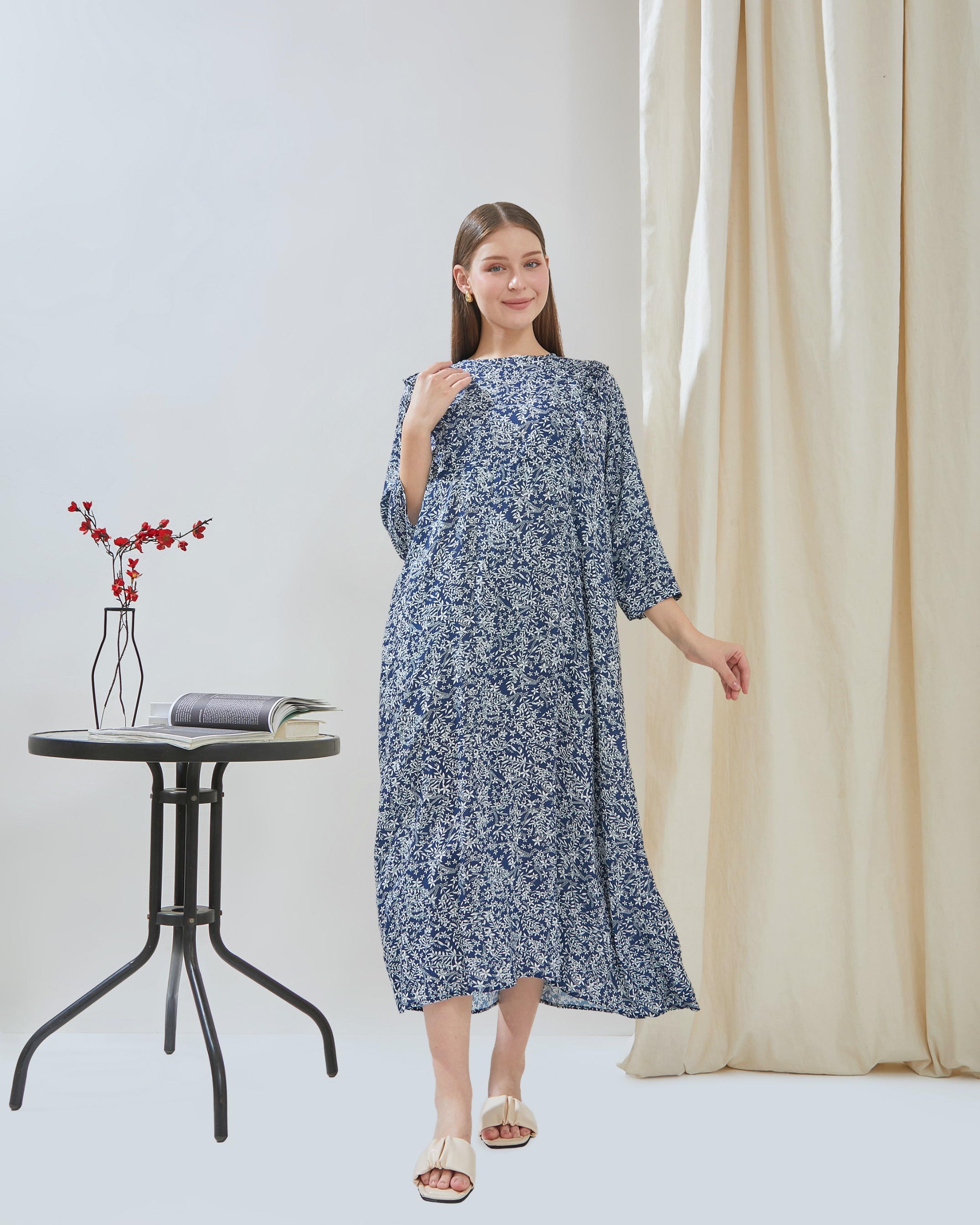 Maudy Maxi Dress Menyusui - DYD Label - Homedress Bahan Rayon Bukaan Samping