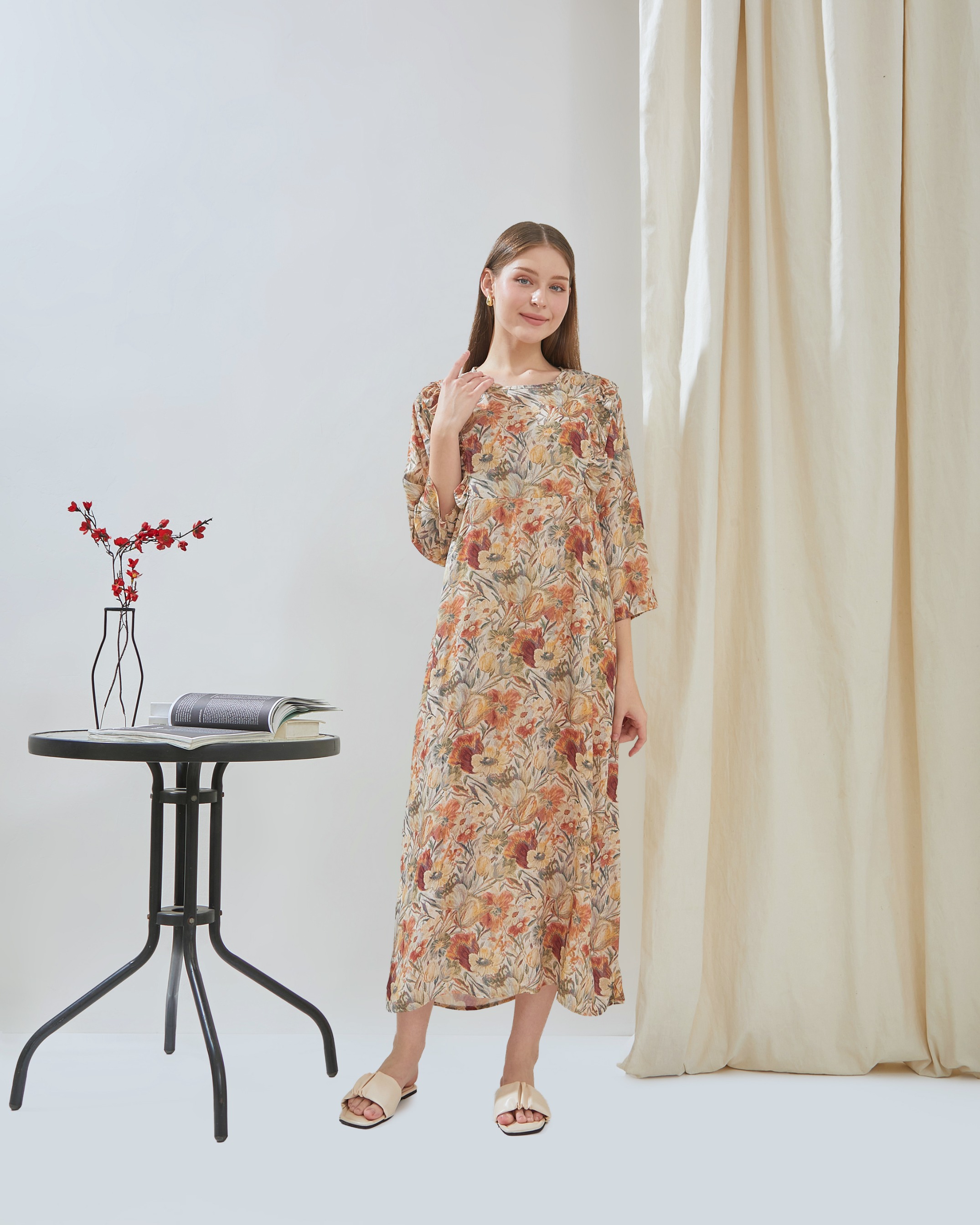 Maudy Maxi Dress Menyusui - DYD Label - Homedress Bahan Rayon Bukaan Samping