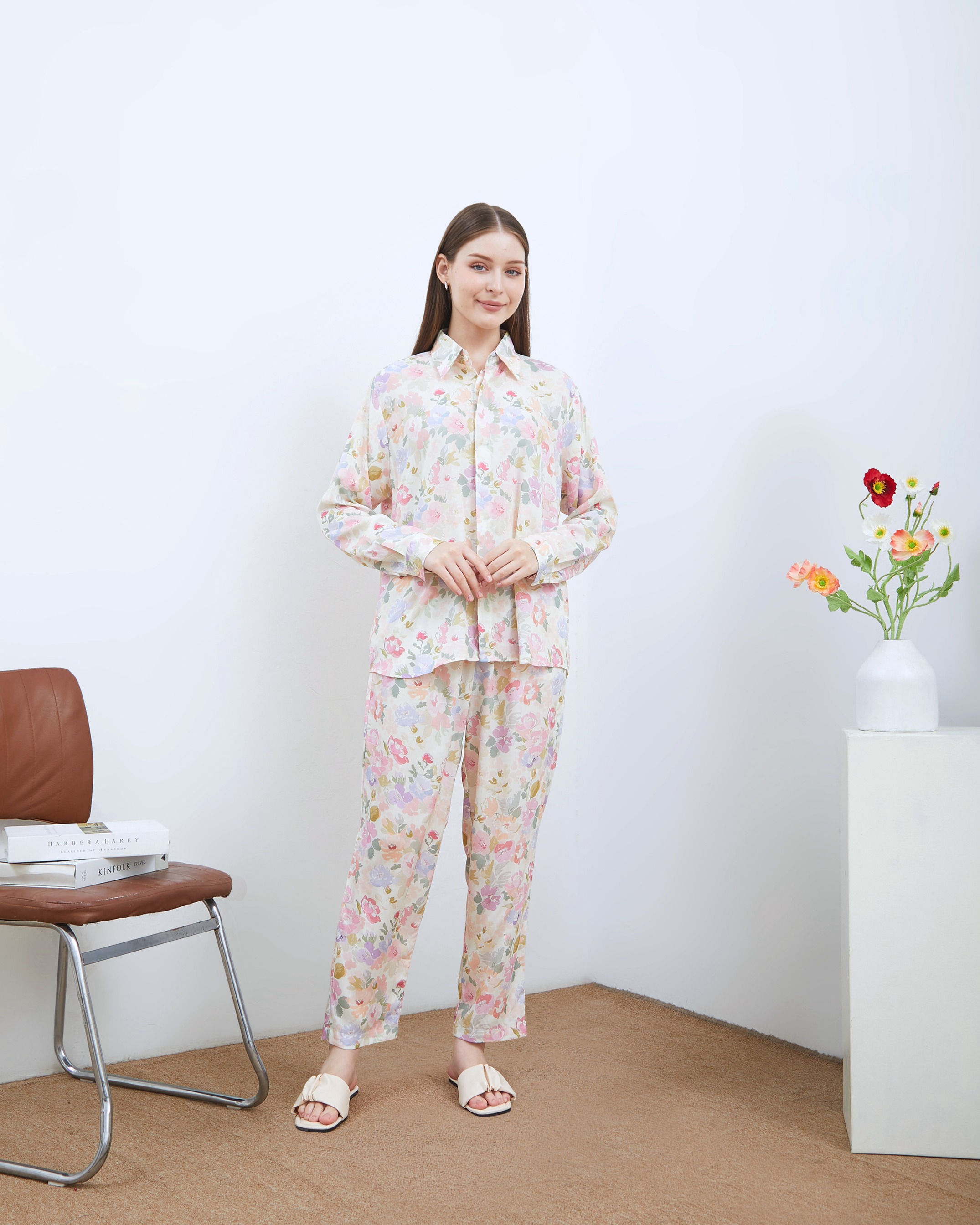 Alesya Piyama Set Lengan Panjang - DYD Label - One Set Bahan Rayon
