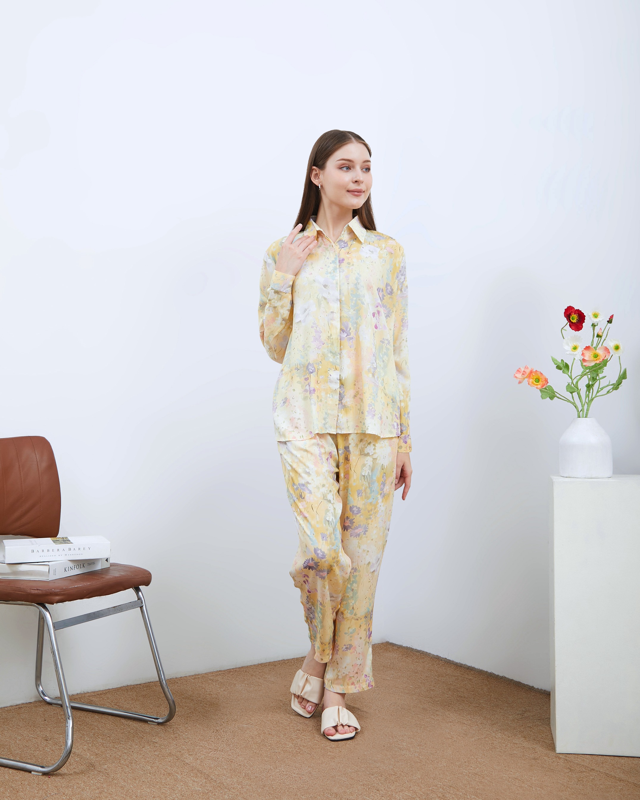 Alesya Piyama Set Lengan Panjang - DYD Label - One Set Bahan Rayon