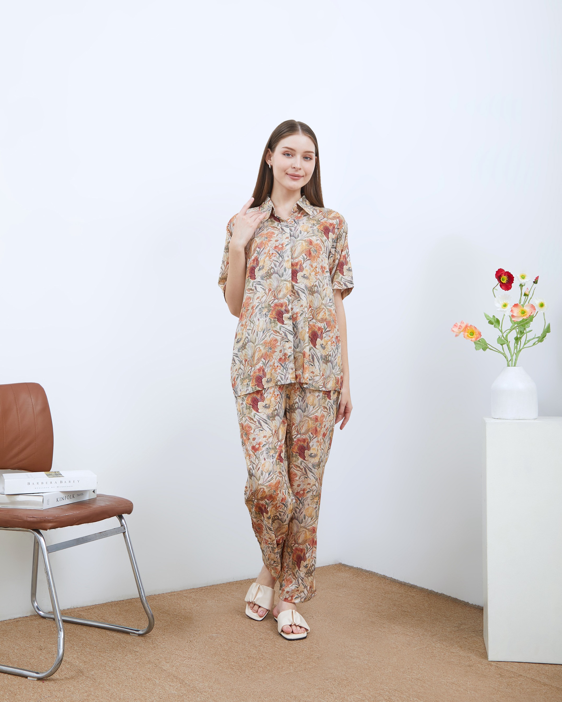 Alesya Piyama Set Lengan Pendek - DYD Label - One Set Bahan Rayon