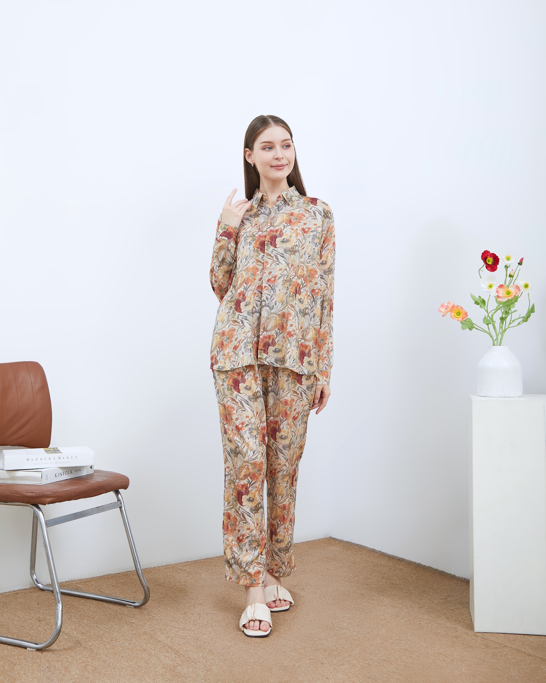 Alesya Piyama Set Lengan Panjang - DYD Label - One Set Bahan Rayon