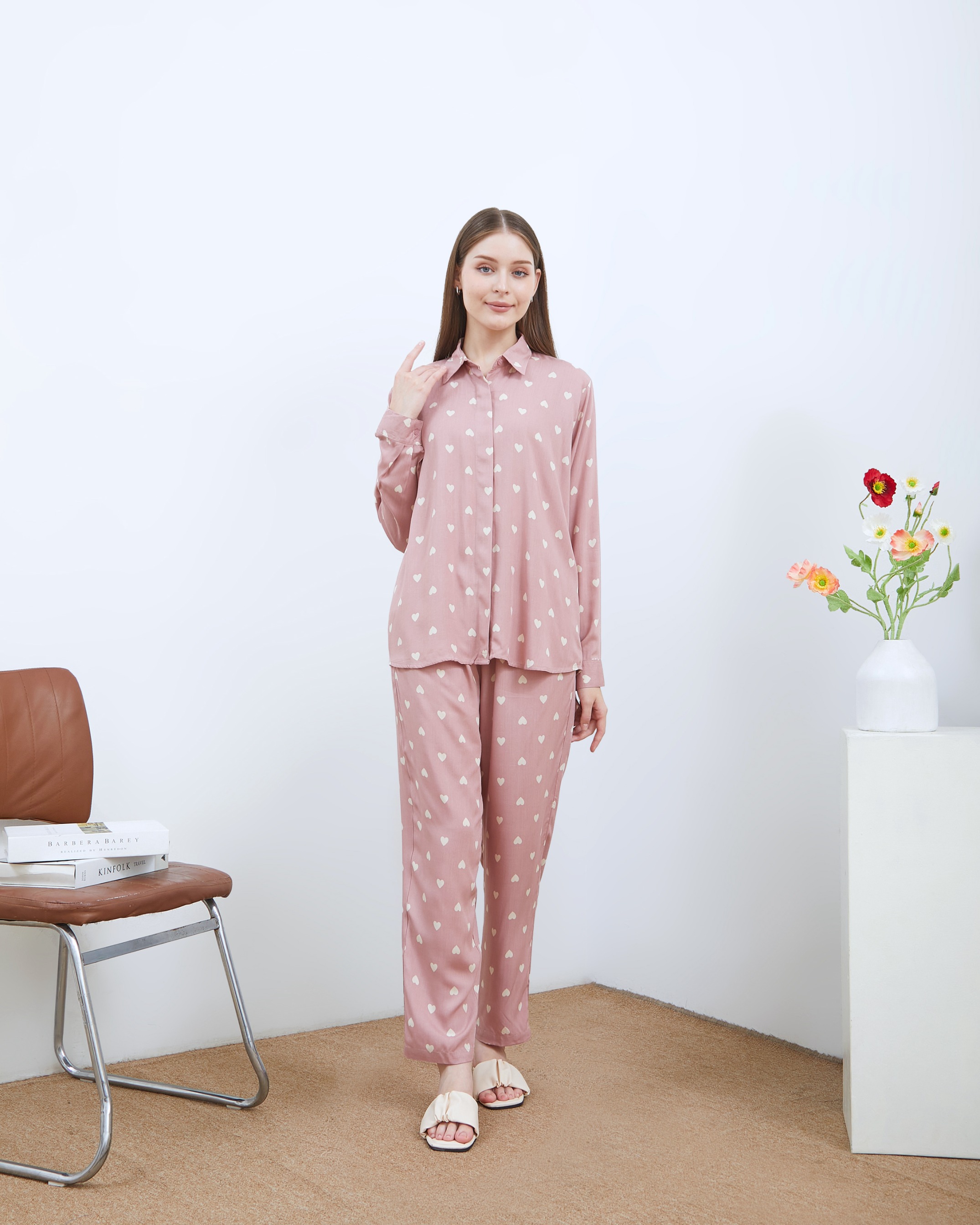 Alesya Piyama Set Lengan Panjang - DYD Label - One Set Bahan Rayon