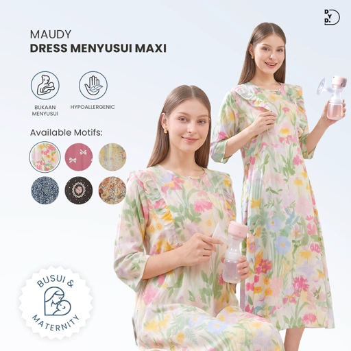 Maudy Maxi Dress Menyusui - DYD Label - Homedress Bahan Rayon Bukaan Samping