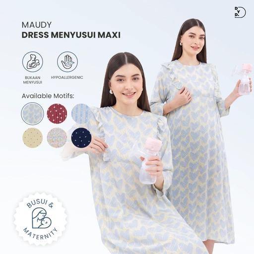Maudy Maxi Dress Menyusui - DYD Label - Homedress Bahan Rayon Bukaan Samping