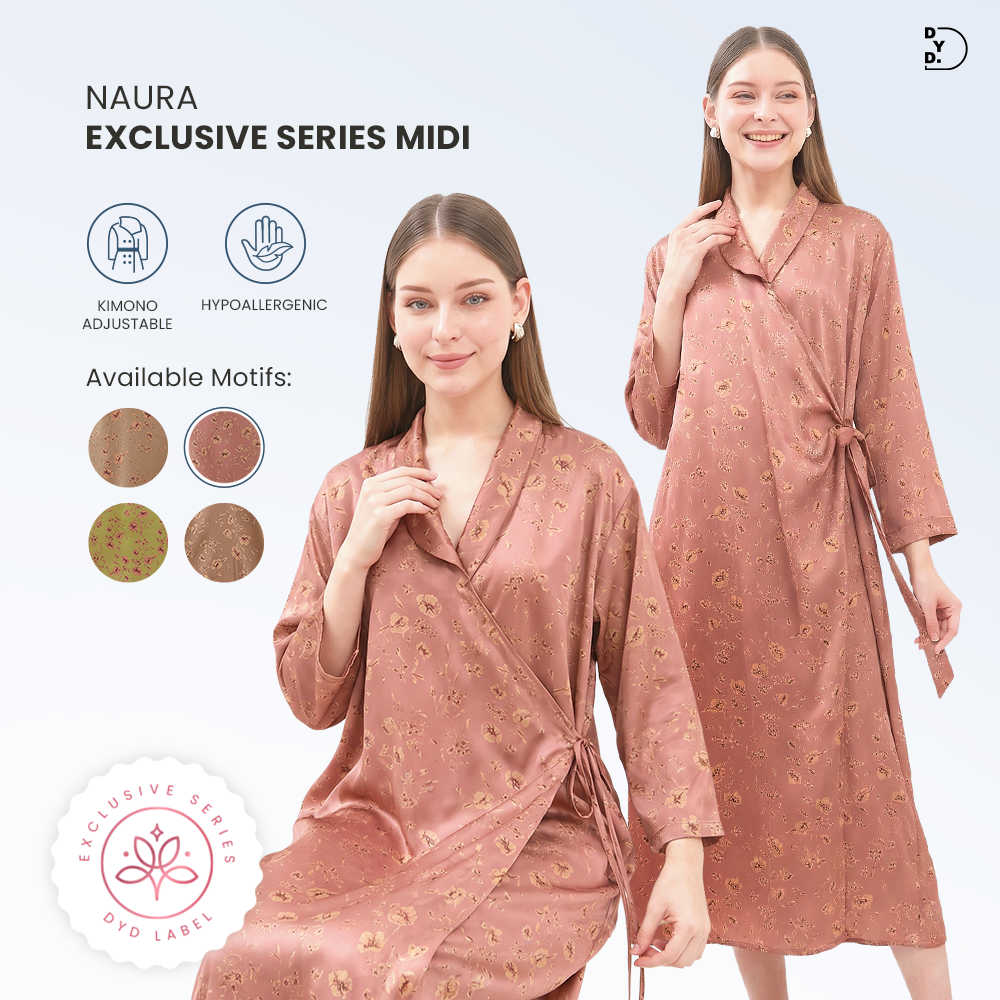 Naura Kimono Midi Exclusive Series - DYD Label - Homedress Bahan Organic Silk