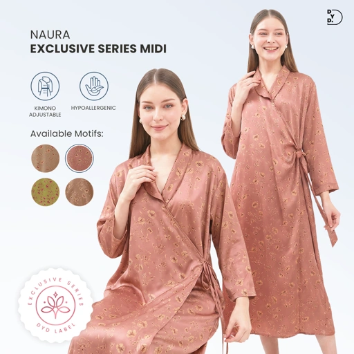 Naura Kimono Midi Exclusive Series - DYD Label - Homedress Bahan Organic Silk