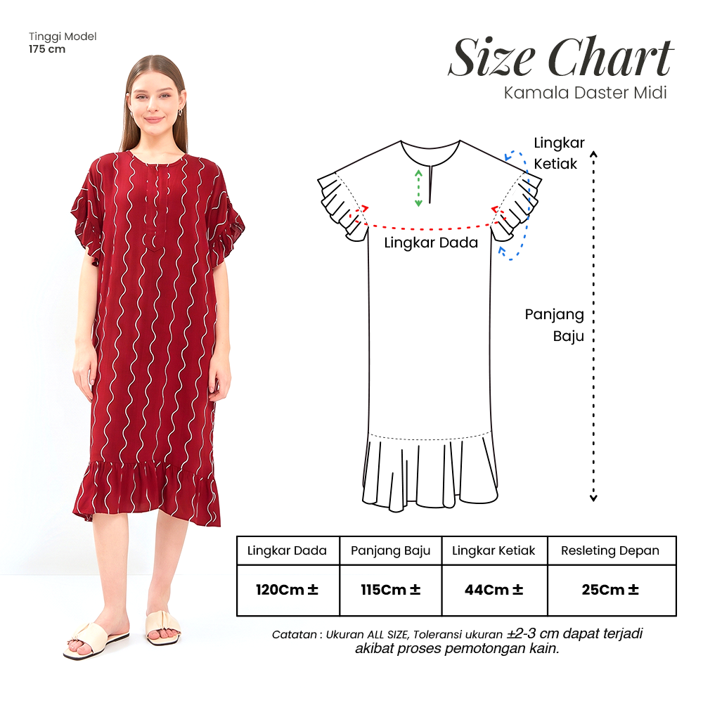 Kamala Midi Dress - DYD Label - Homedress Ruffle Bahan Rayon