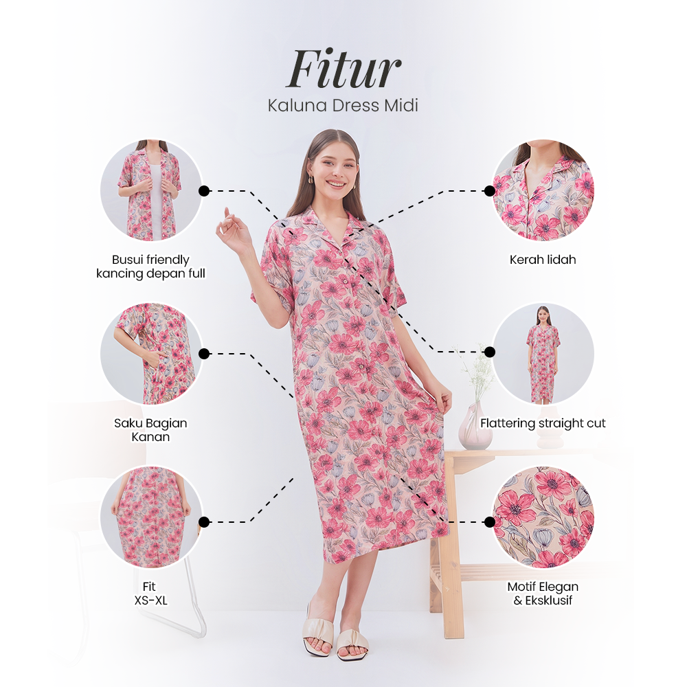 Kaluna Midi Dress - DYD Label - Homedress Bahan Rayon