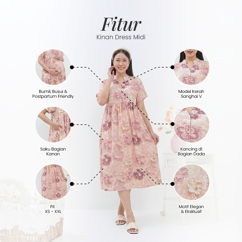 Kinan Midi Dress - DYD Label - Homedress Bahan Rayon