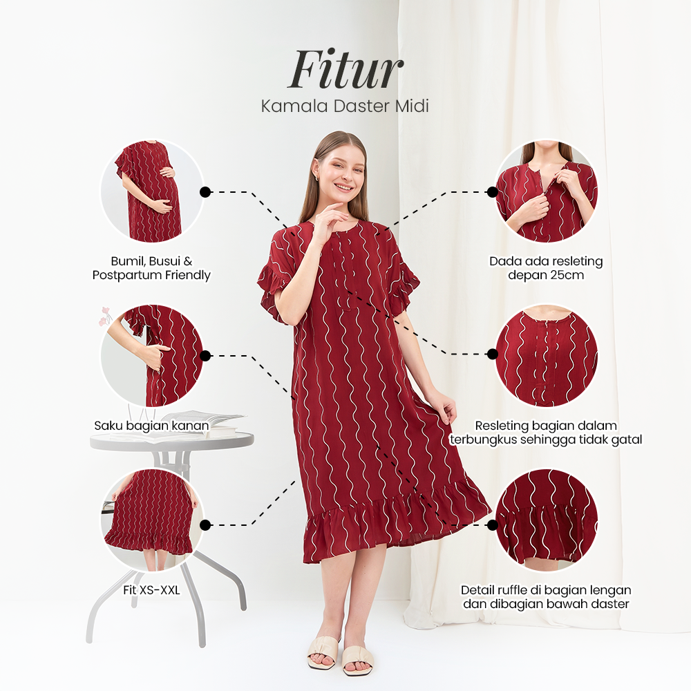 Kamala Midi Dress - DYD Label - Homedress Ruffle Bahan Rayon