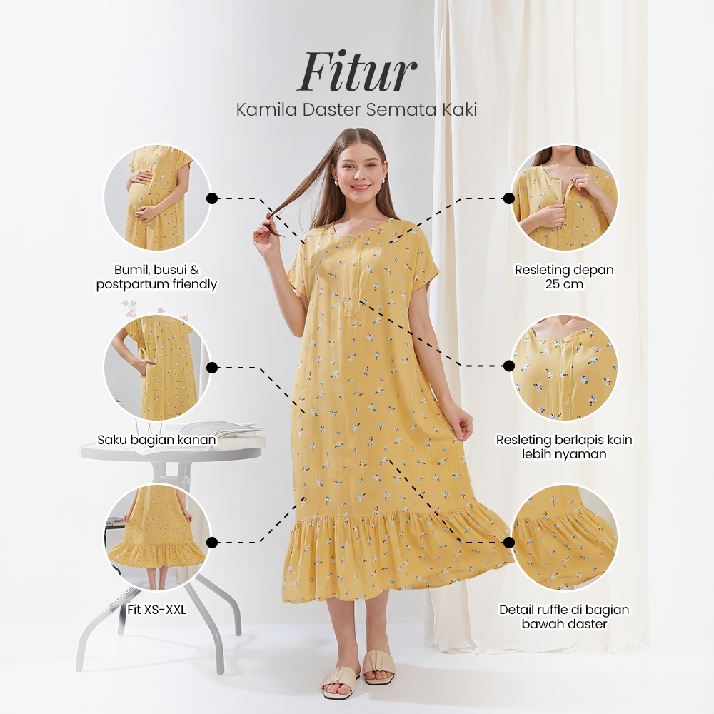 Kamila Daster Semata Kaki  - DYD Label - Homedress Bahan Rayon