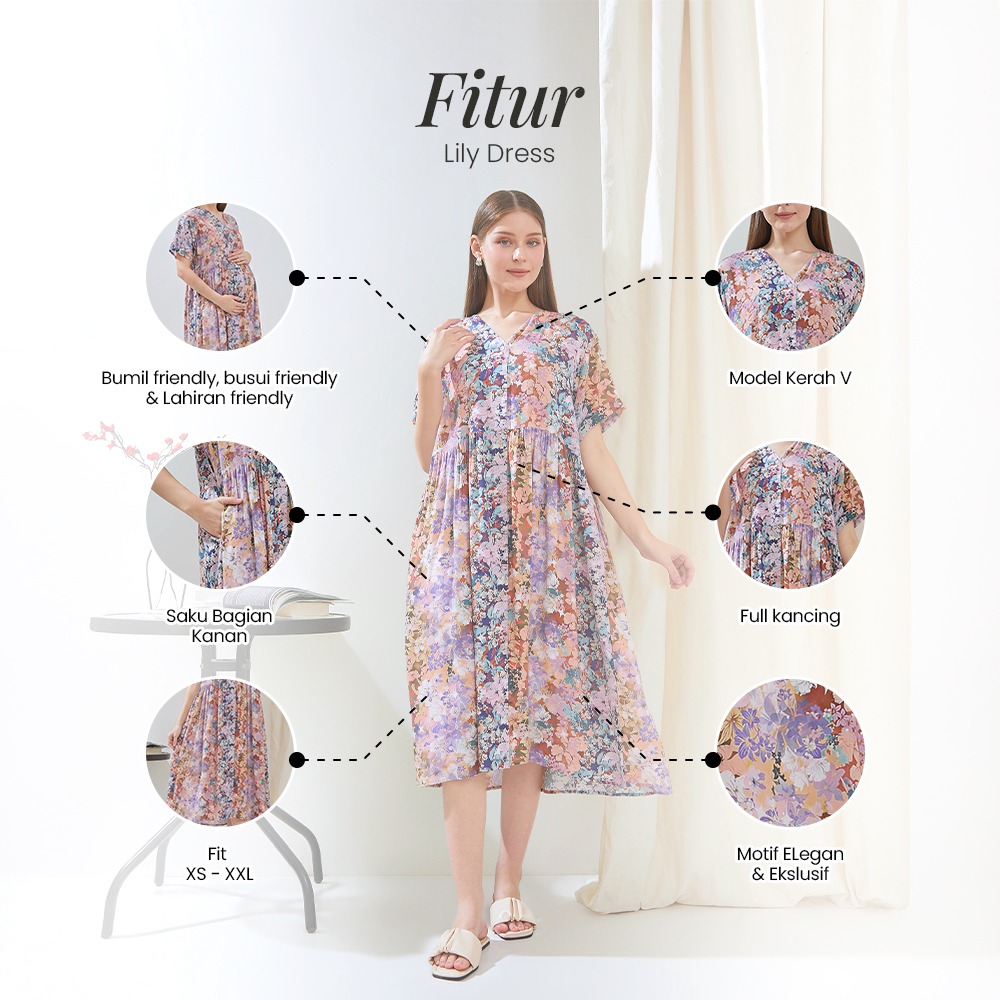 Lily Dress - DYD Label - Homedress Bahan Rayon