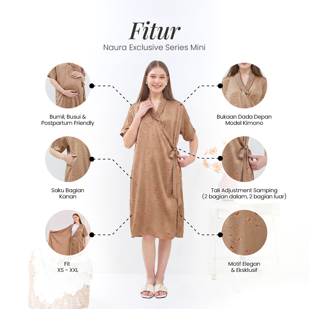 Naura Kimono Mini Exclusive Series - DYD Label - Homedress Bahan Organic Silk