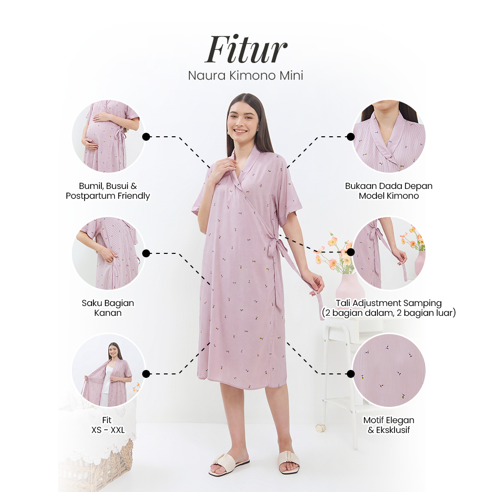 Kimono Melahirkan Naura Mini Rayon Busui | DYD Label