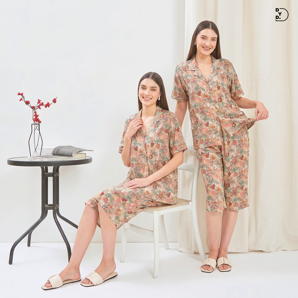 Alleya Piyama Set Celana 7/8 - DYD Label - One Set Bahan Rayon