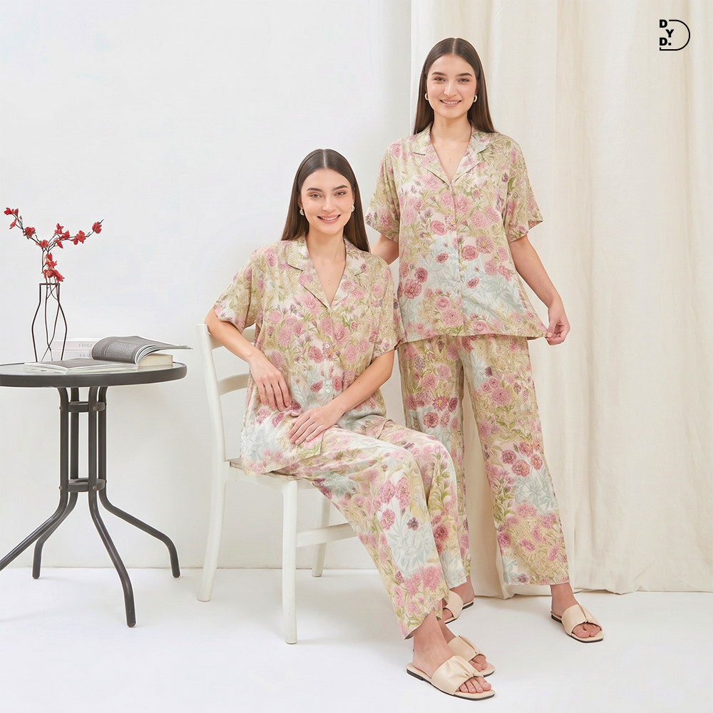 Alleya Piyama Set Celana Panjang - DYD Label - One Set Bahan Rayon