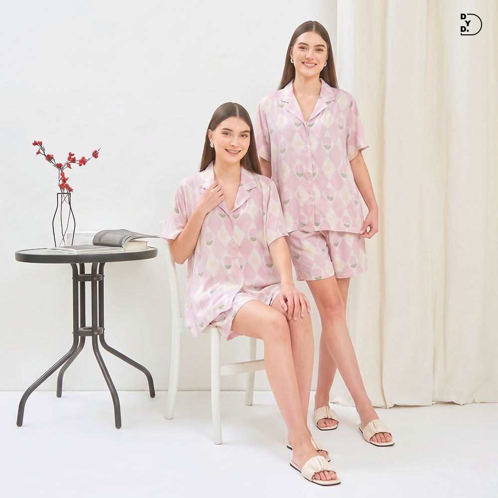 Alleya Piyama Set Celana Pendek - DYD Label - One Set Bahan Rayon