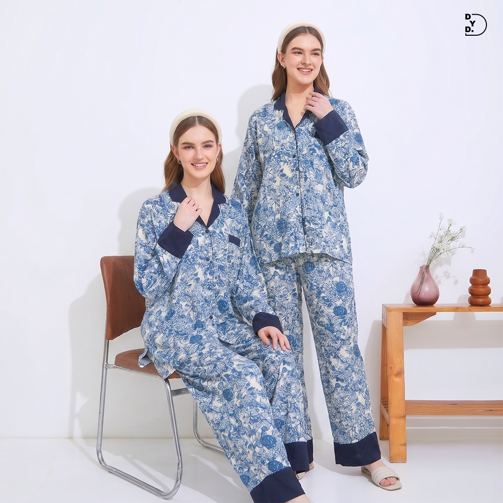 Emily Piyama Baju Panjang & Celana Panjang - DYD Label - One Set Bahan Rayon