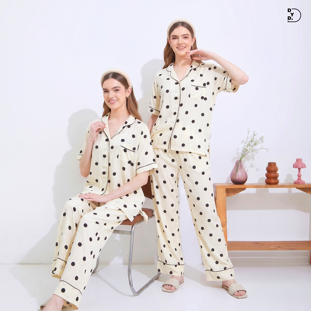 Emily Piyama Baju Pendek & Celana Panjang - DYD Label - One Set Bahan Rayon