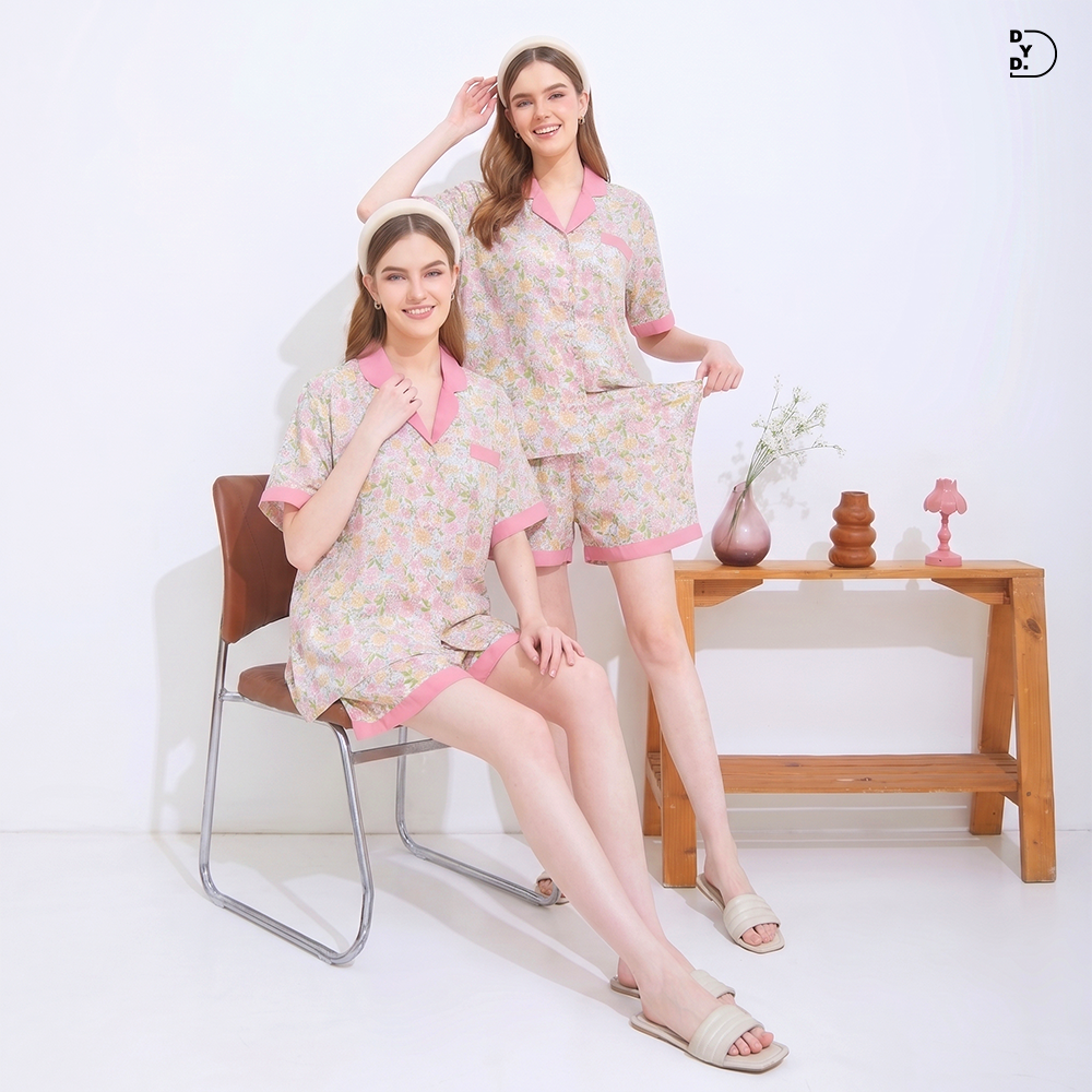 Emily Piyama Baju Pendek & Celana Pendek - DYD Label - One Set Bahan Rayon