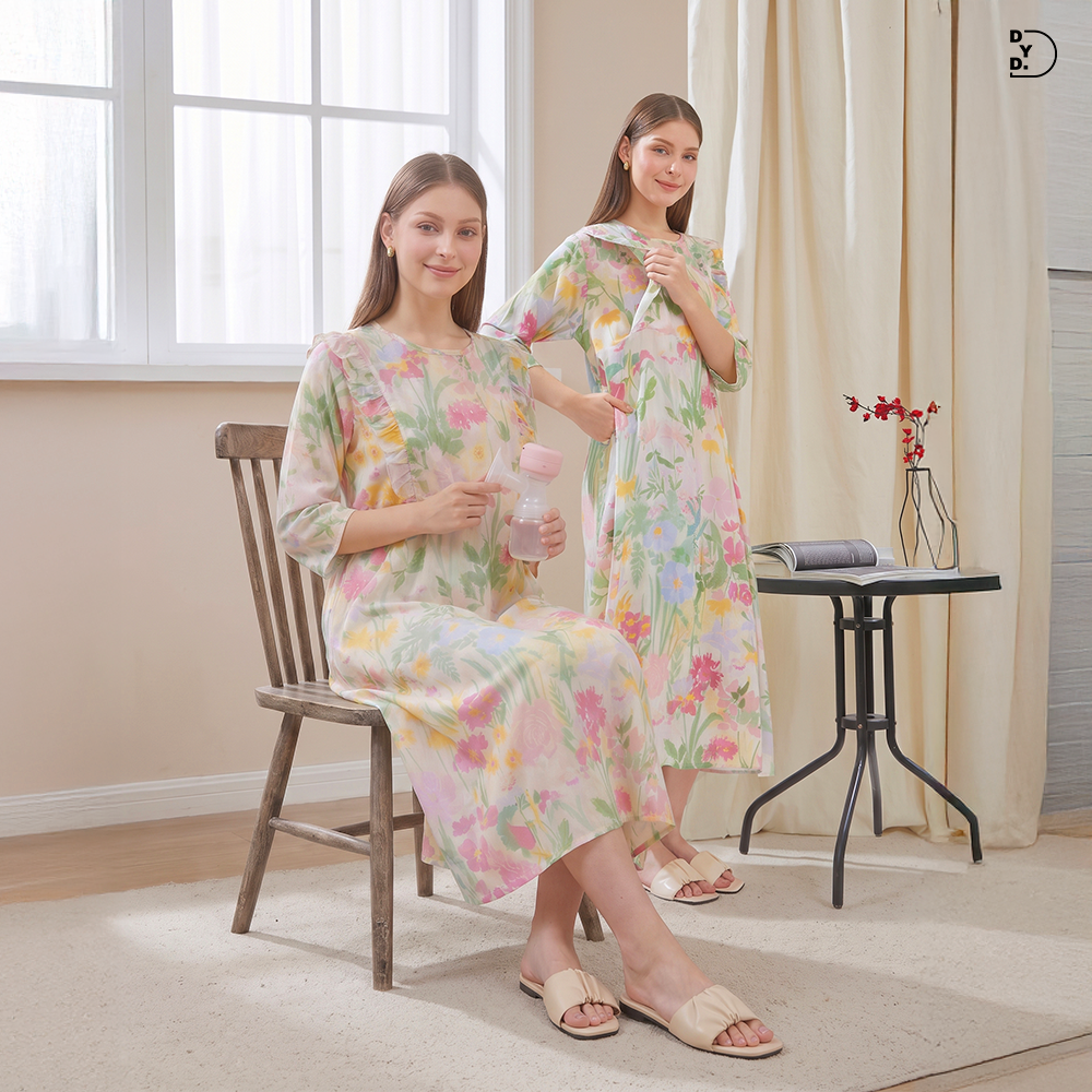 Maudy Maxi Dress Menyusui - DYD Label - Homedress Bahan Rayon Bukaan Samping