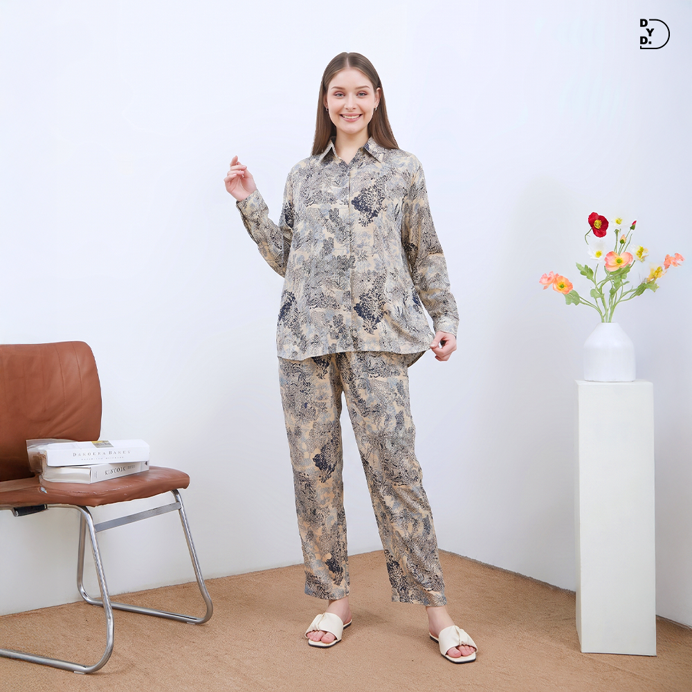 Alesya Piyama Set Lengan Panjang - DYD Label - One Set Bahan Rayon