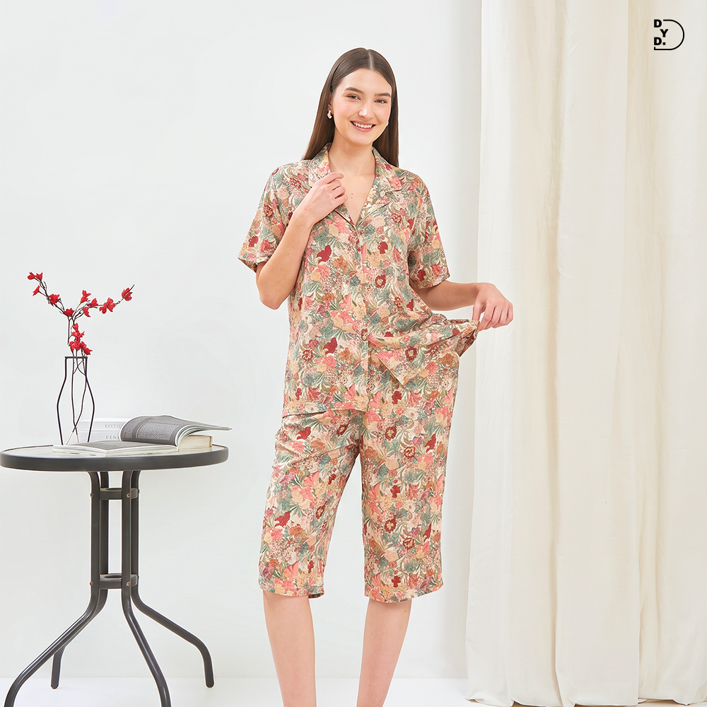 Alleya Piyama Set Celana 7/8 - DYD Label - One Set Bahan Rayon