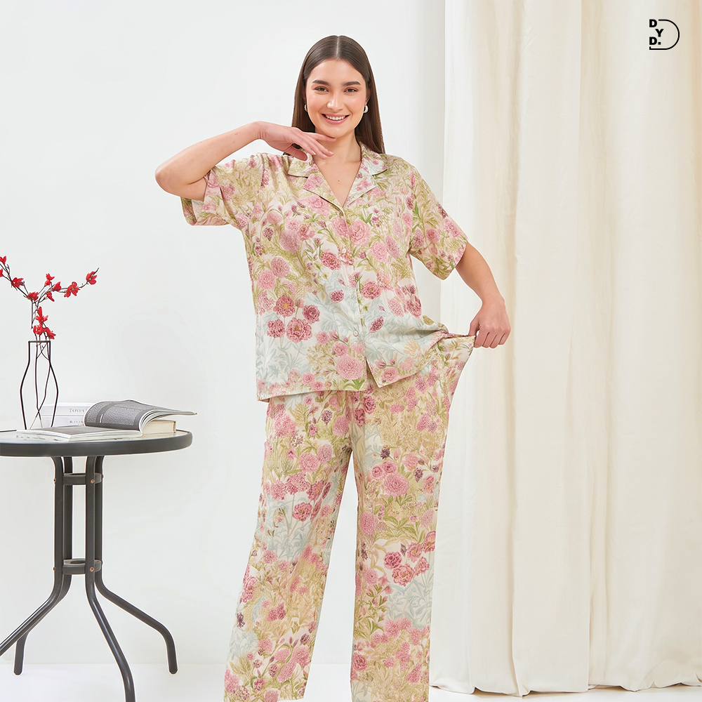 Alleya Piyama Set Celana Panjang - DYD Label - One Set Bahan Rayon