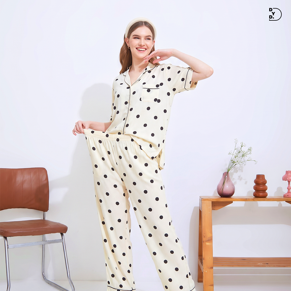 Emily Piyama Baju Pendek & Celana Panjang - DYD Label - One Set Bahan Rayon