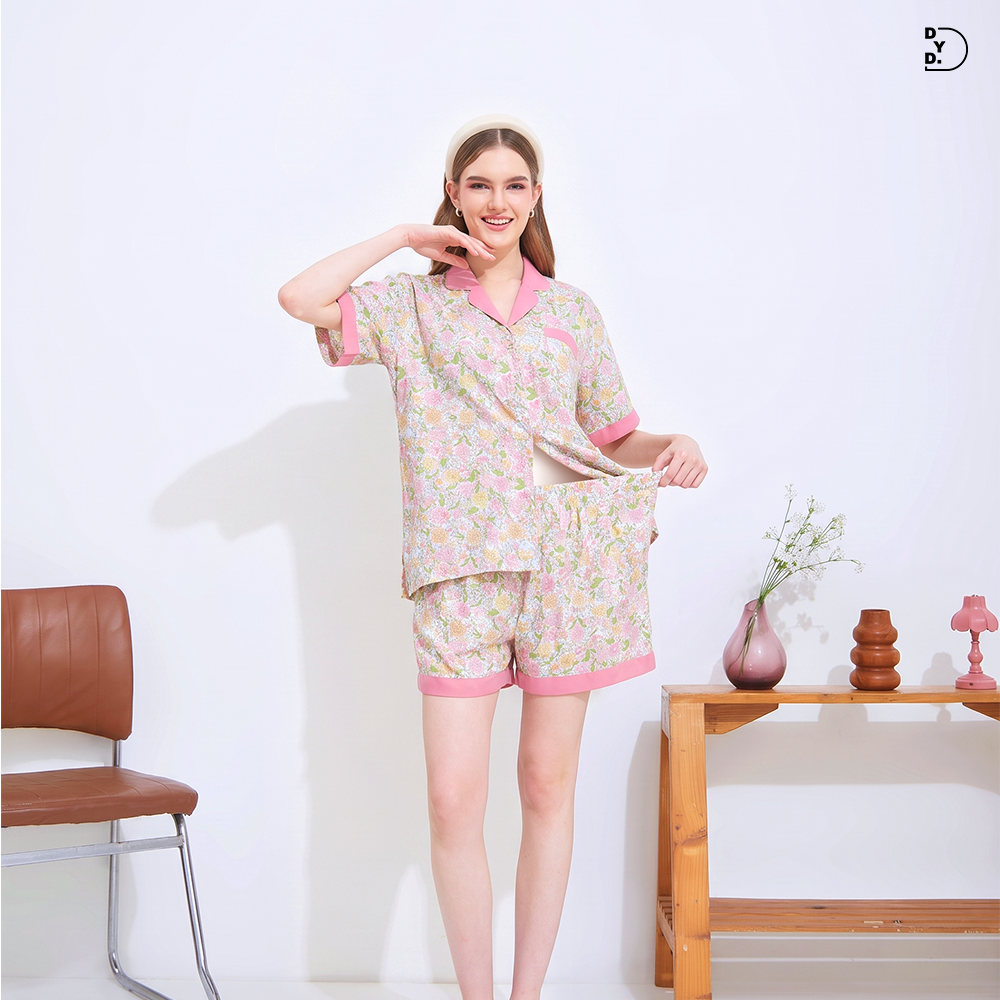 Emily Piyama Baju Pendek & Celana Pendek - DYD Label - One Set Bahan Rayon